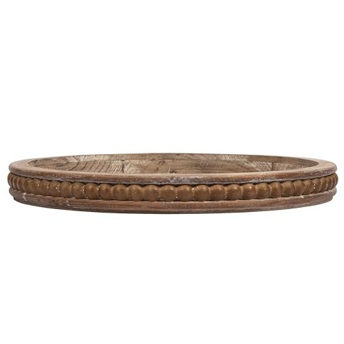 Creative Co-op Whitewashed Round Decorative Wood Tray - Image 1