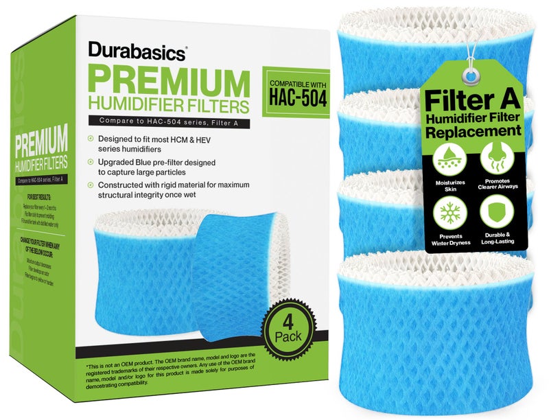 Durabasics 4 Pack of Premium Humidifier Filters Compatible with Honeywell Humidifier Filters HAC504 HAC504AW  Honeywell Filter A  Replacement for HCM 350 Filters  Cool Mist Humidifiers
