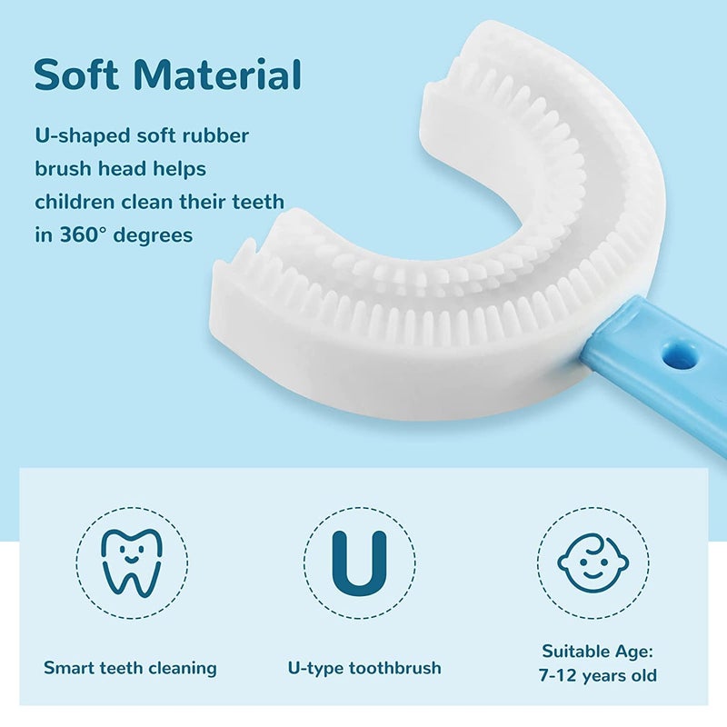 Episkey Kids Toothbrushes Soft Silicone Children U Shape Whole Mouth Teeth Cleaning All Round Toothbrush for Kids Baby 2-12 Years Old (Long Handle) (BABY_BRUSH) - Image 4