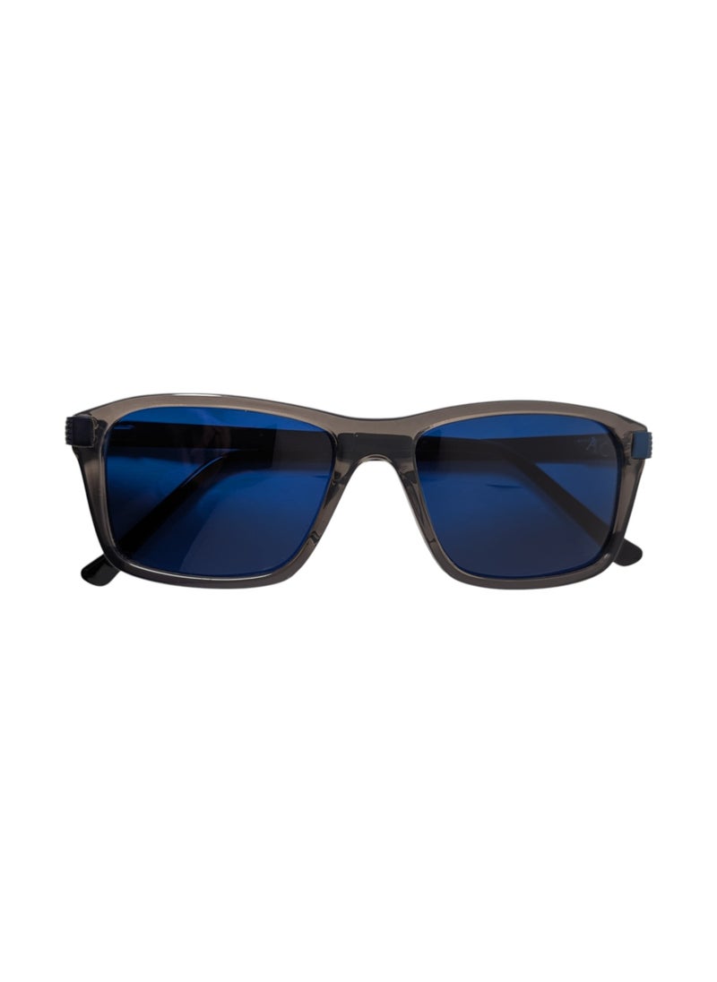 Authentic Armando Cavelli sunglasses, crafted from carefully selected premium acetate for a luxurious look and longevity with extensive use. This model combines modernity and classic style, with a raw grey acetate front and blue -plated metal temples to complete your luxury look. Comes with premium polymer lenses offer UV400 protection in a blue.