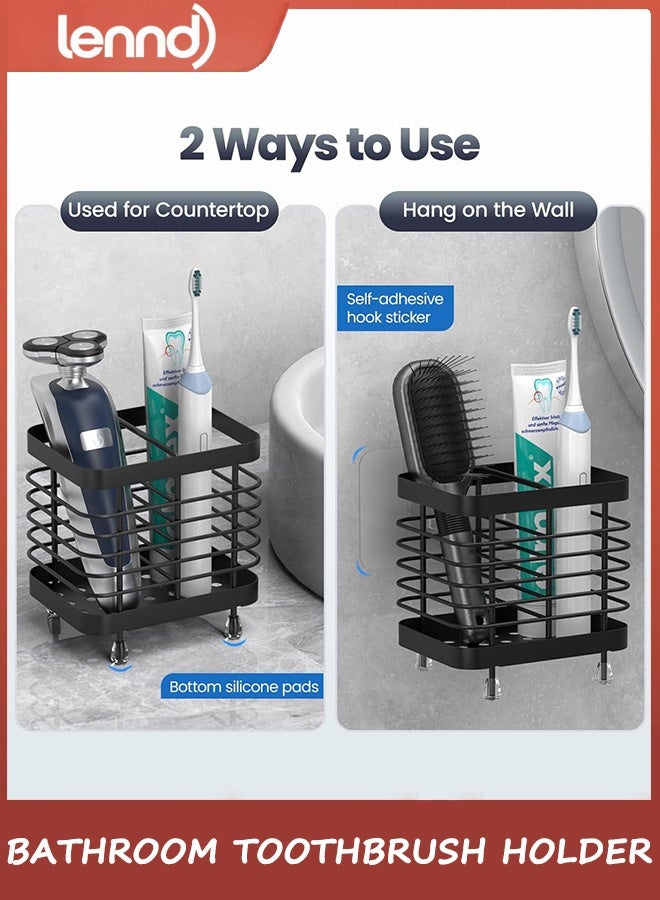 LENND Toothbrush Holders for Bathroom, Stainless Steel Electric Toothbrush Holder Wall Mounted, Shower Toothbrush Toothpaste Holder, Bathroom Organizer Essentials, 2 Slots - Image 4