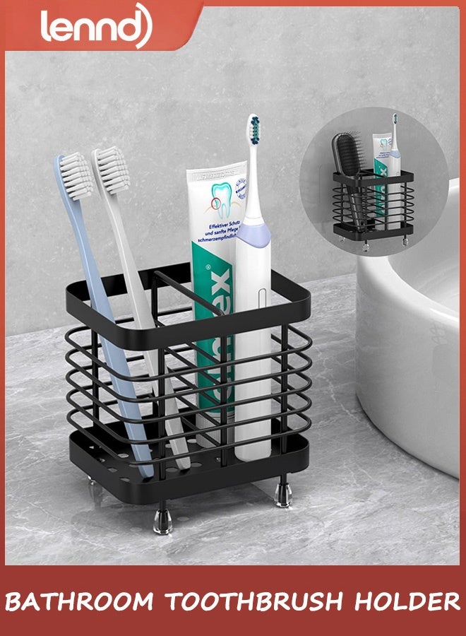 LENND Toothbrush Holders for Bathroom, Stainless Steel Electric Toothbrush Holder Wall Mounted, Shower Toothbrush Toothpaste Holder, Bathroom Organizer Essentials, 2 Slots - Image 1