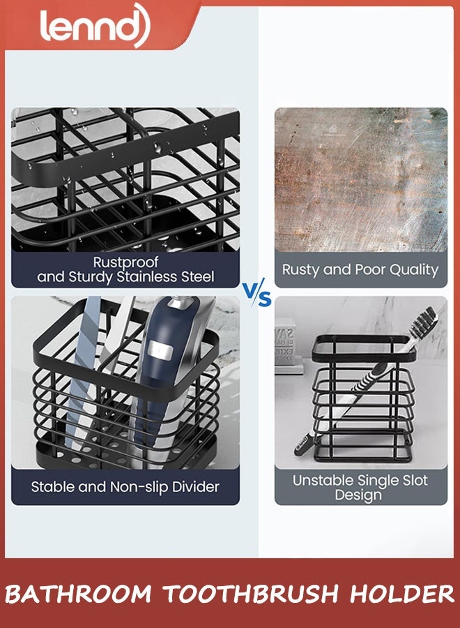 LENND Toothbrush Holders for Bathroom, Stainless Steel Electric Toothbrush Holder Wall Mounted, Shower Toothbrush Toothpaste Holder, Bathroom Organizer Essentials, 2 Slots - Image 5