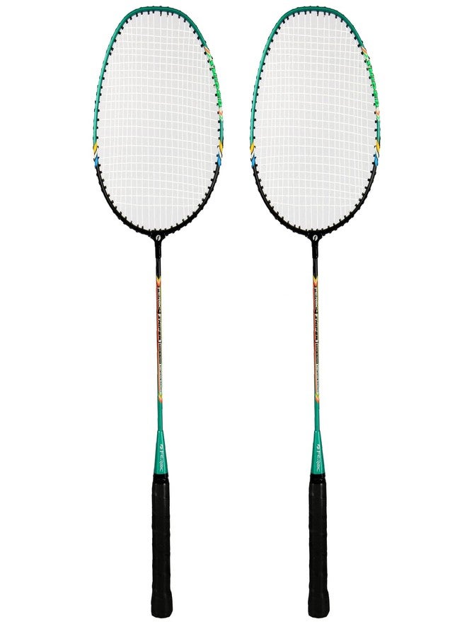 FEROC Aluminium Badminton Racket Set of 2 With 3 Pieces Feather Shuttles With Full Cover Fulfilled By Amazon. (Multicolor) - Image 2