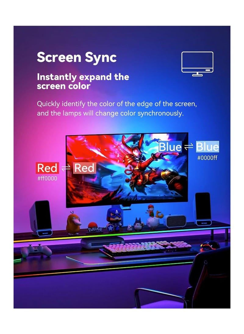 Generic - RGBIC LED Backlight and Strip Lights for Monitors, Sync with Screen Colors or Music, USB Interface, Software Control, Ideal for Gaming Desks, Compatible with PC and Mac (24 In) - Image 1