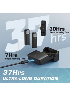 Dule Mic Wireless Lavalier Microphone, 1 for 2 2.4GHz Noise Reduction Microphone System with Charging Case, Plug & Play Automatically Pairing Wireless Microphone, Clear Pickup Recording Mic