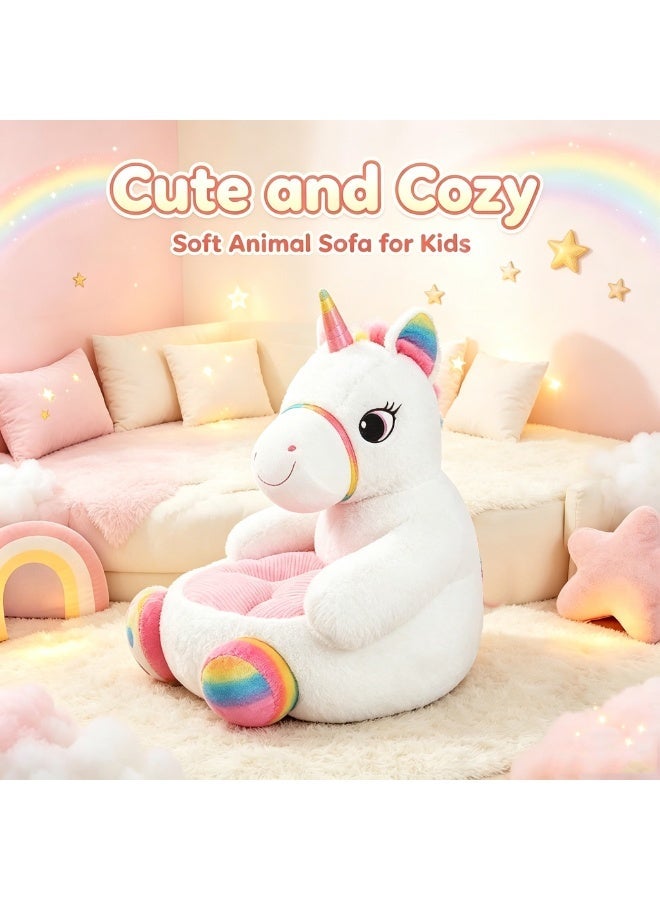 XICEN Cute Unicorn Bean Bag Chair for Kids, Children Sofa,  Animal-shaped Armchair, Small Cartoon Couch for Boys & Girls, Comfortable Cushion Suitable for Living Room, Play Room, Nursery Room and Kindergarten, 50*50*45cm - Image 2