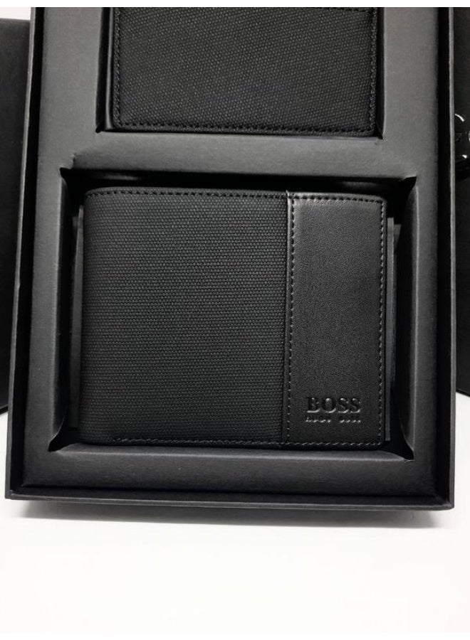HUGO BOSS BOSS Black Bifold Wallet with Leather and Fabric Design - Image 2