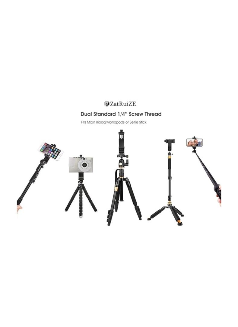 Generic - ZatRuiZE Tripod Mount, Cell Phone Tripod Holder Clip, 1/4 Inch Screw Adapter, 360 Degree Rotation & Fixed 2 in 1, Smartphone Camera Holder, Mobile iPhone Clamp - Image 1