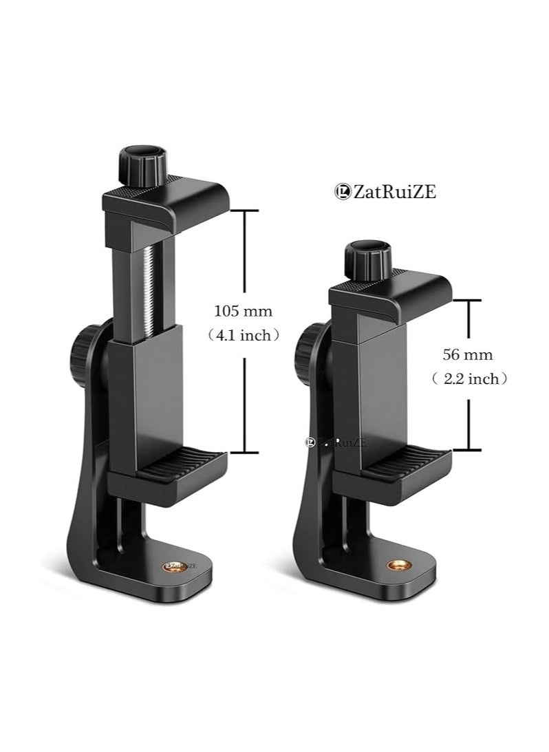 Generic - ZatRuiZE Tripod Mount, Cell Phone Tripod Holder Clip, 1/4 Inch Screw Adapter, 360 Degree Rotation & Fixed 2 in 1, Smartphone Camera Holder, Mobile iPhone Clamp - Image 1
