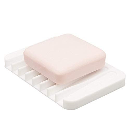 P-Plus International Soap Dish Tray Saver Holder Drainer Shower Waterfall for Bathroom/Kitchen/Counter Top, Keep Bars Dry Easy Cleaning Flexible Silicone, soap Dish, White, 3 Pack (Mixed(3 Color)) - Image 3