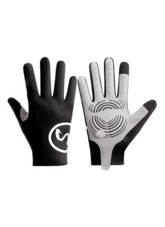 Full Finger Mountain Bike Gloves for Men - Shock-Absorbing Cycling Gloves, Dirt Bike Racing Gloves, Touchscreen Workout Gloves, MTB Gloves, Size L.