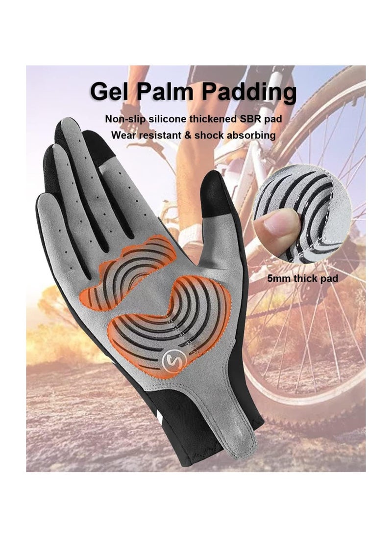 Generic - Full Finger Mountain Bike Gloves for Men - Shock-Absorbing Cycling Gloves, Dirt Bike Racing Gloves, Touchscreen Workout Gloves, MTB Gloves, Size L. - Image 1