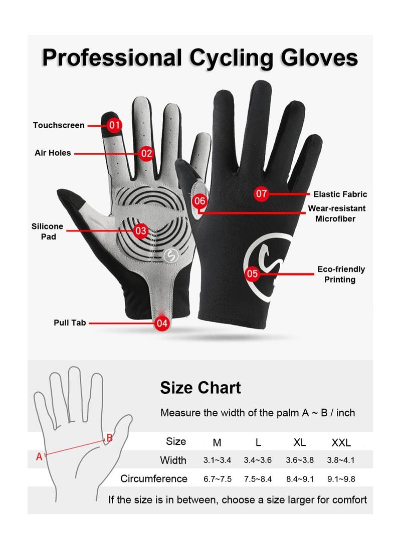 Generic - Full Finger Mountain Bike Gloves for Men - Shock-Absorbing Cycling Gloves, Dirt Bike Racing Gloves, Touchscreen Workout Gloves, MTB Gloves, Size L. - Image 1