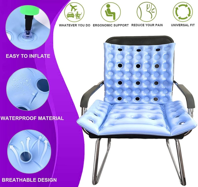 Excefore Wheelchair Cushions, Anti-Decubitus Wheelchair Inflatable Seat Cushions For Butt, Breathable Backrest Air Cushion Bed Sore Cushion For Pressure Sores, Portable Travel Seat Cushion For Long Sitting - Image 5