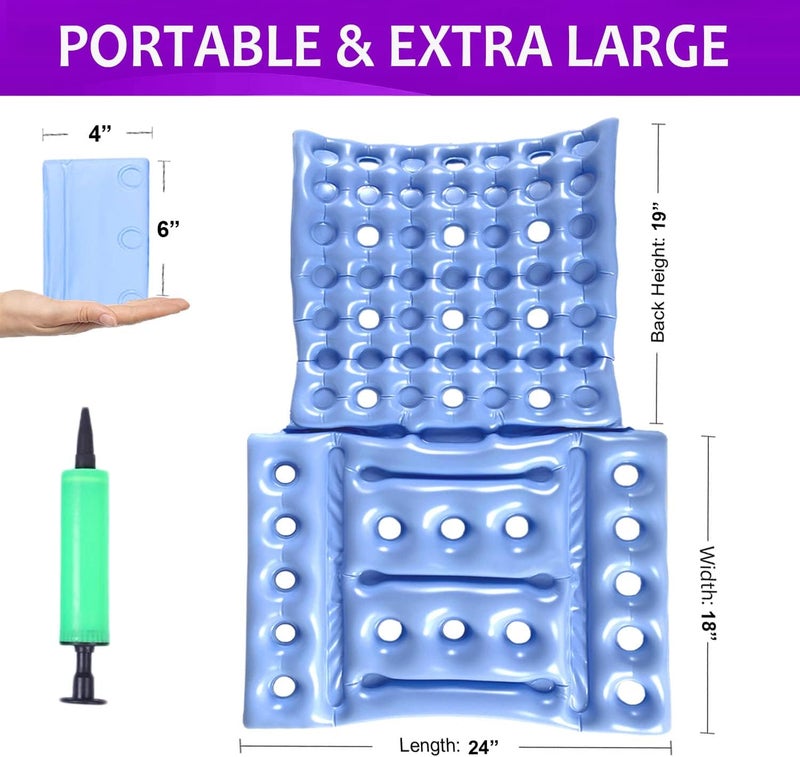 Excefore Wheelchair Cushions, Anti-Decubitus Wheelchair Inflatable Seat Cushions For Butt, Breathable Backrest Air Cushion Bed Sore Cushion For Pressure Sores, Portable Travel Seat Cushion For Long Sitting - Image 4