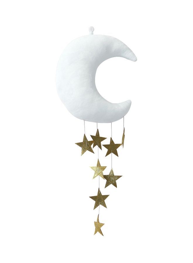 NIBEMINENT Hanging Moon Stars Stuffed Wall Backdrop White/Gold