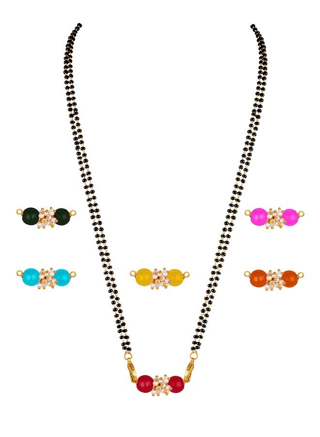 JFL-Jewellery for Less pride Multi-Color Beads Pendant Gold Changeable With Black Beaded Golden Chain Mangalsutra,Valentine - Image 3