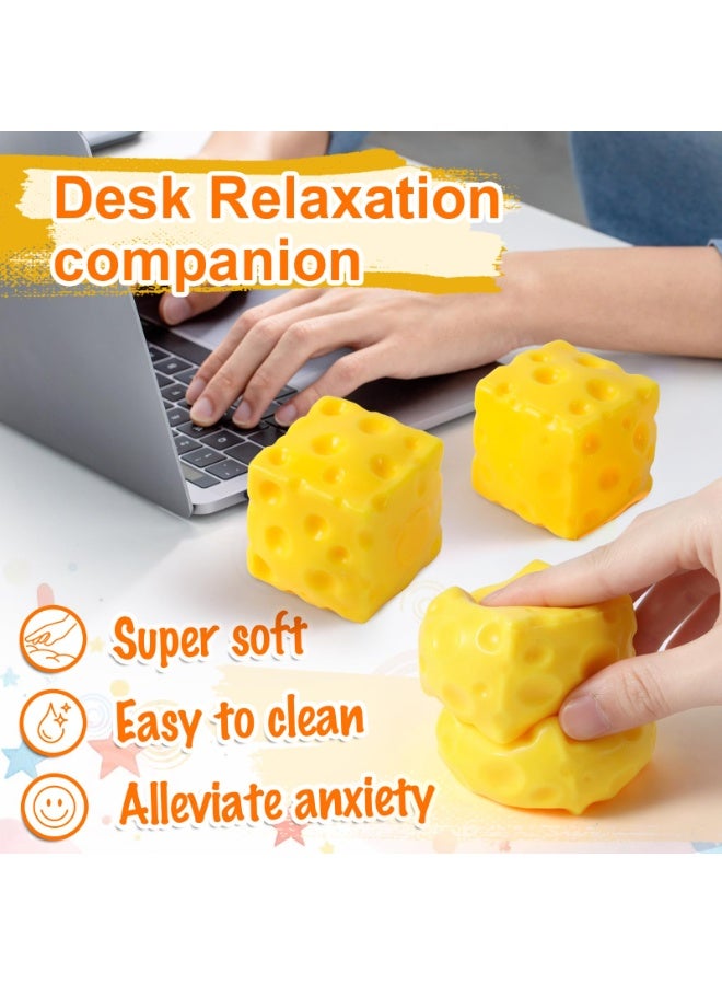 2-Pack Yellow Cheese Squishy Toys Fidget Set, Slow Rising Stress Relief Sensory Squeeze for Kids & Adults - Image 3
