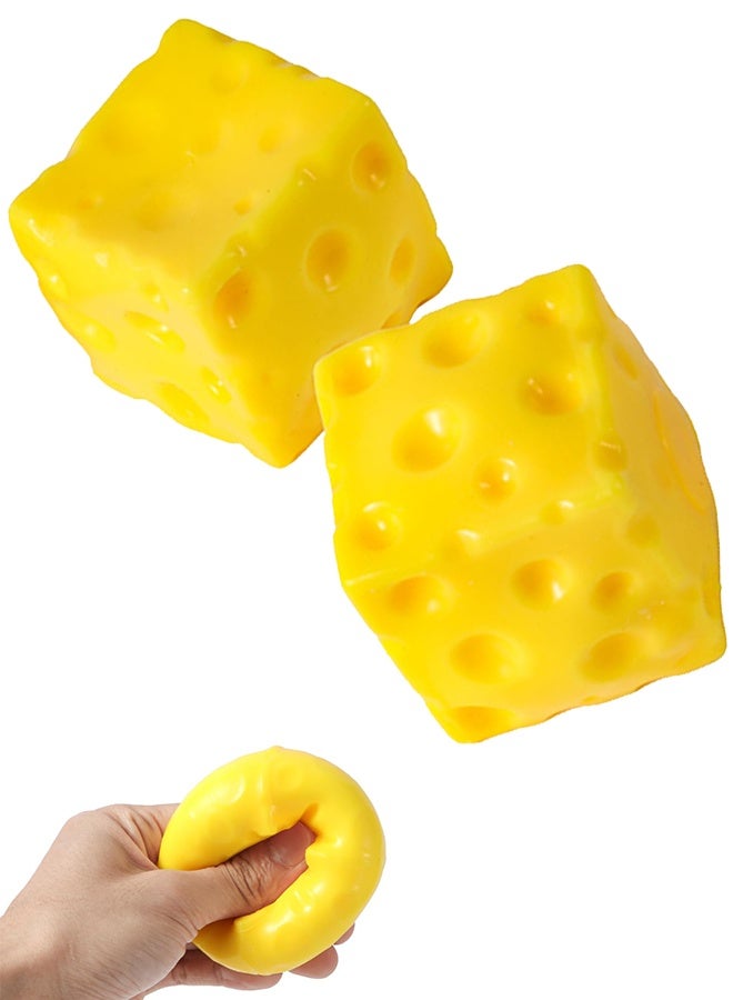 2-Pack Yellow Cheese Squishy Toys Fidget Set, Slow Rising Stress Relief Sensory Squeeze for Kids & Adults - Image 1