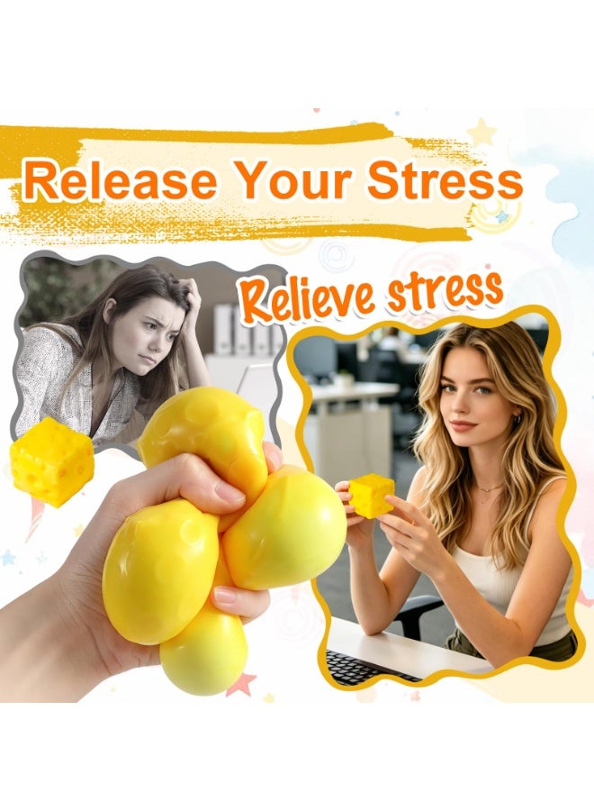 2-Pack Yellow Cheese Squishy Toys Fidget Set, Slow Rising Stress Relief Sensory Squeeze for Kids & Adults - Image 5