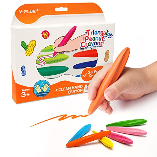 YPLUS Triangle Crayons for Kids Washable Toddlers Crayons 12 Colors Non Toxic Handwriting Posture Correction Coloring Art Supplies - Image 1