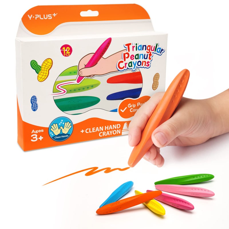 YPLUS Triangle Crayons for Kids Washable Toddlers Crayons 12 Colors Non Toxic Handwriting Posture Correction Coloring Art Supplies - Image 2