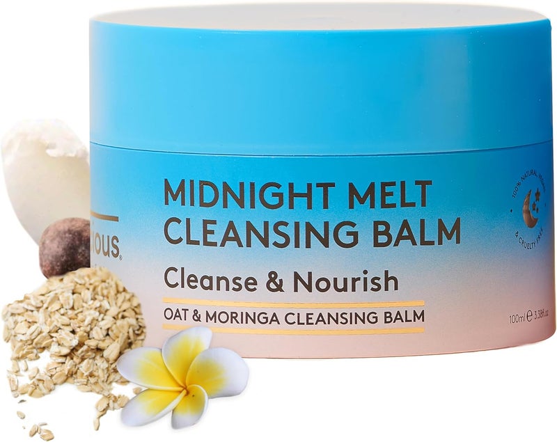 Delhicious Midnight Melt Cleansing Balm Nourishing Makeup Remover Hydrating Cleanser Oat Moringa Melts Away Makeup Impurities Natural Vegan AyurvedaInspired Skincare 100ml