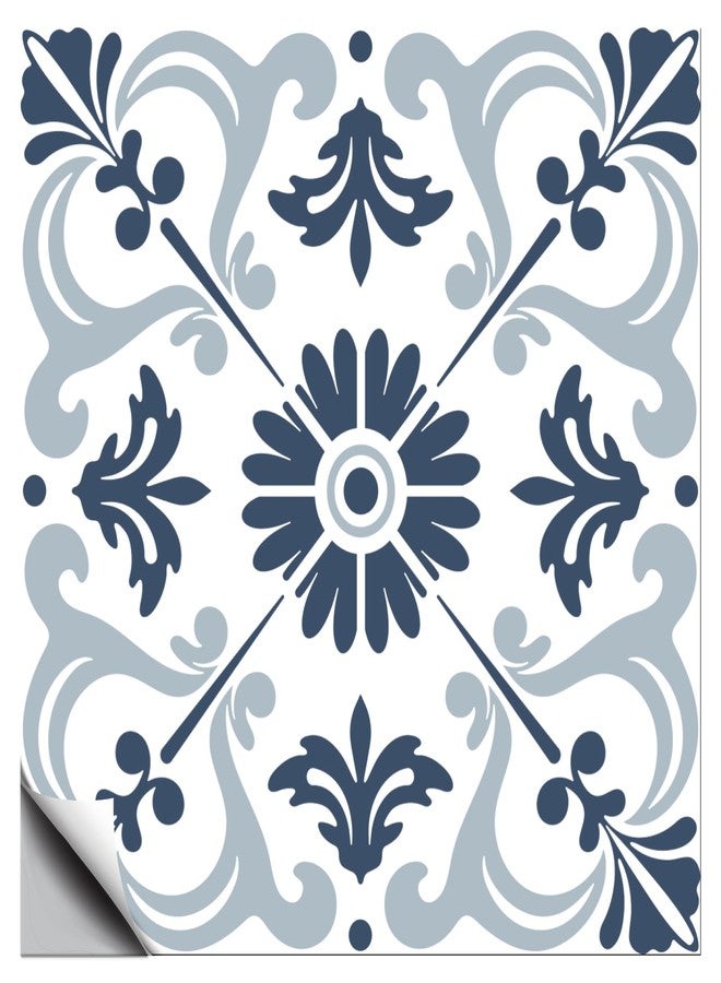 CHGCRAFT 36 Pcs Retro Mandala Peel and Stick Wallpaper Blue Self Adhesive Wallpaper Tile Stickers Used for Kitchen Bathroom Bedroom Wall Fireplace Floor Decoration 3.9x3.9 Inch - Image 1