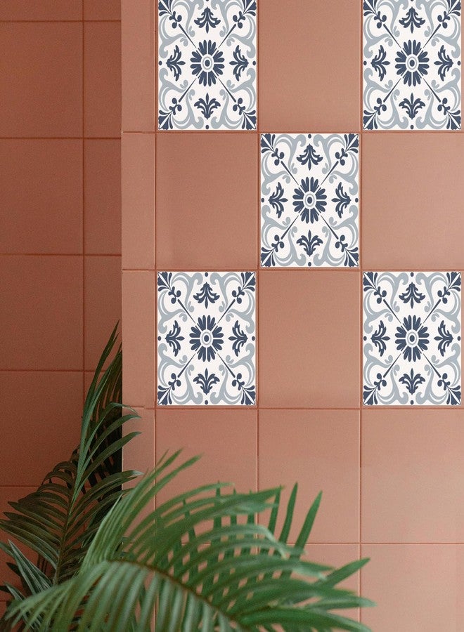 CHGCRAFT 36 Pcs Retro Mandala Peel and Stick Wallpaper Blue Self Adhesive Wallpaper Tile Stickers Used for Kitchen Bathroom Bedroom Wall Fireplace Floor Decoration 3.9x3.9 Inch - Image 4