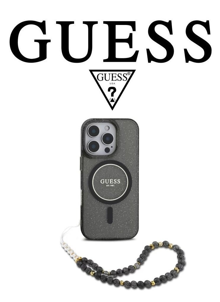 CG MOBILE Back Case for iPhone 16 Pro Max, supports MagSafe wireless charging, camera bumper, Clear dark black, original design approved by GUESS, designed in France. By CG MOBILE  - Image 1