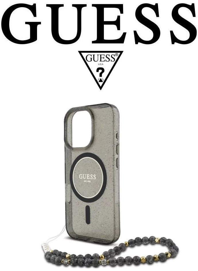 CG MOBILE Back Case for iPhone 16 Pro Max, supports MagSafe wireless charging, camera bumper, Clear dark black, original design approved by GUESS, designed in France. By CG MOBILE  - Image 5