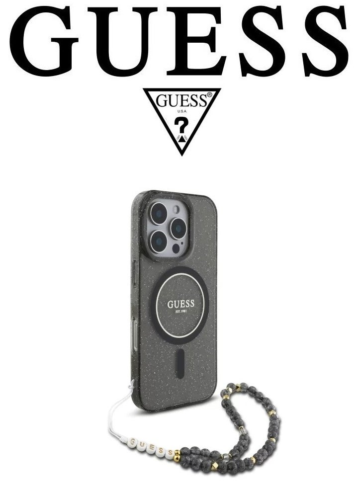 CG MOBILE Back Case for iPhone 16 Pro Max, supports MagSafe wireless charging, camera bumper, Clear dark black, original design approved by GUESS, designed in France. By CG MOBILE  - Image 2