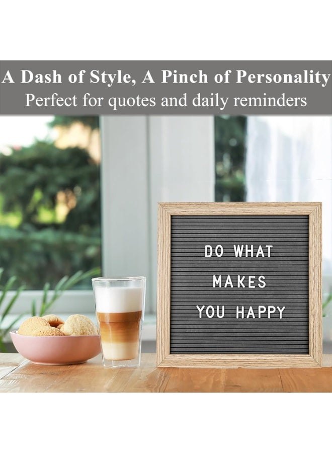 C CRYSTAL LEMON Felt Letter Board 10x10 Inch â€“ 336 Letters, Numbers & Symbols â€“ Gray Message Board with Wooden Frame, Wall Mount or Free Standing - Image 5