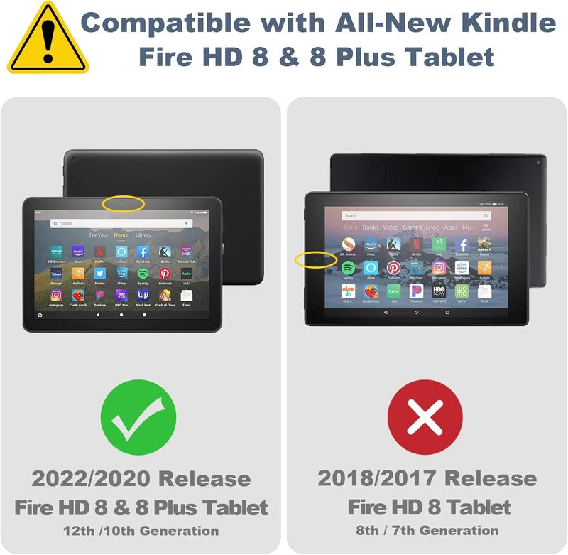 ايسدريم غلاف للوحة Fire HD 8 & 8 Plus الجديدة تمامًا (الجيل الثاني عشر/الجيل العاشر، إصدار 2022/2020)، غلاف فوليو من الجلد، حامل قابل للطي، تشغيل/إيقاف تلقائي، حزام يد، فتحات بطاقات، وردي لامع - Image 2