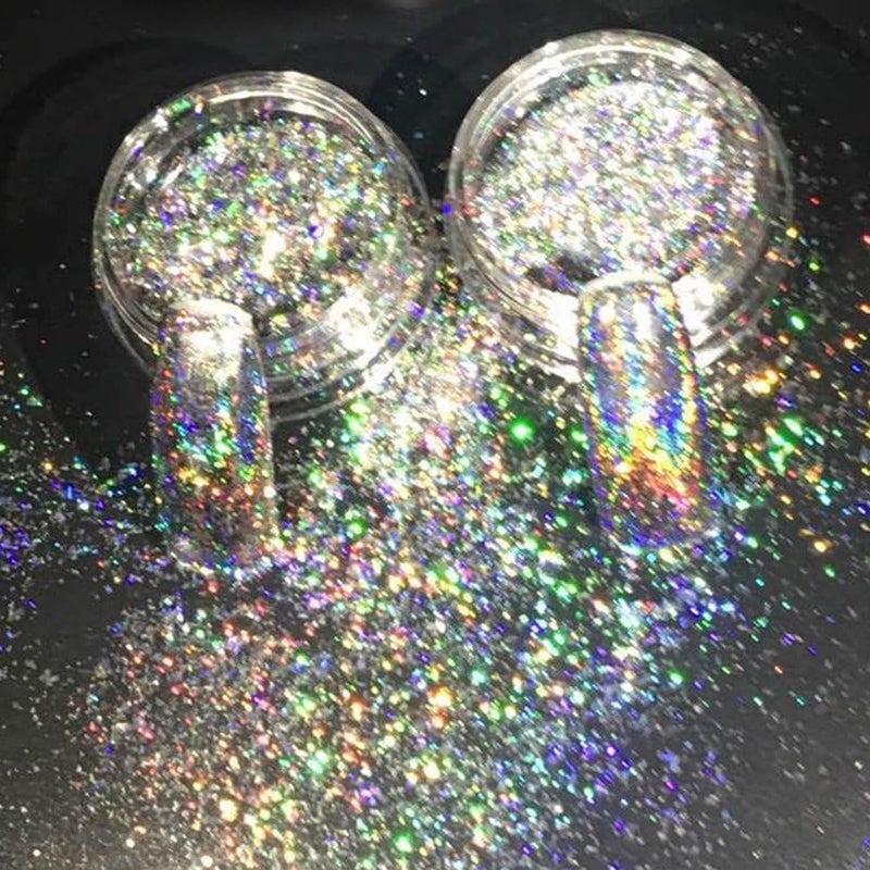Nail Art Glitter Magic Shining Mirror Chrome Nail Powder Rainbow Effect for DIY Nail Makeup Nail Tips Decoration