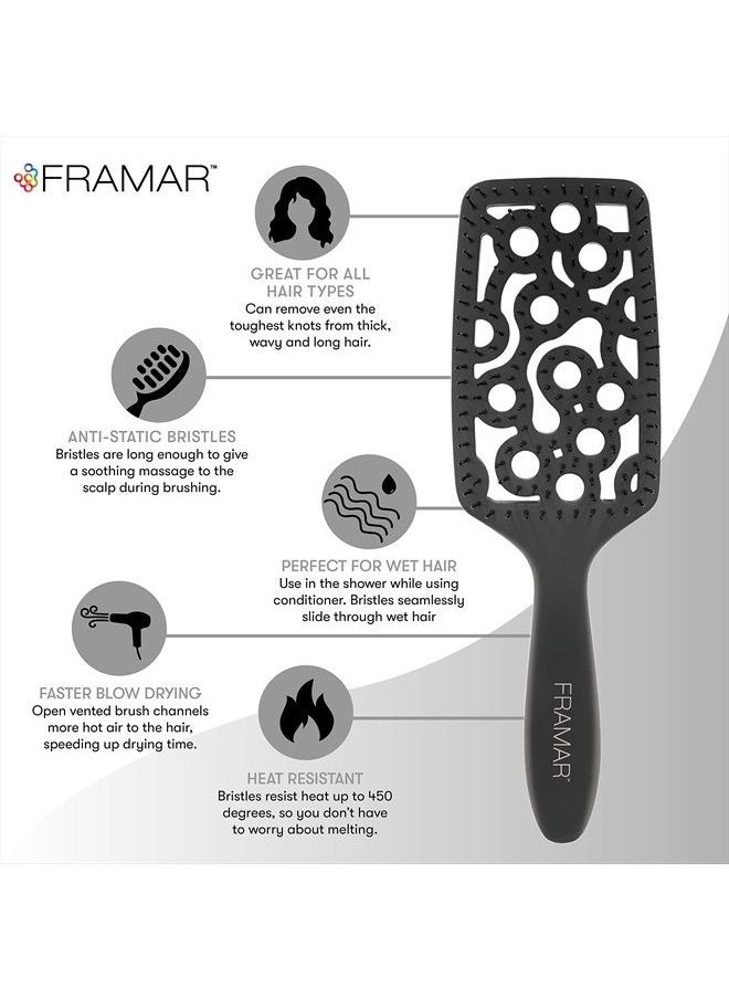 framar Professional Vented Hair Brush – Paddle Curved Hair Brush For Blow Drying, Wet Paddle Brush for Women Blow Drying  - Image 2