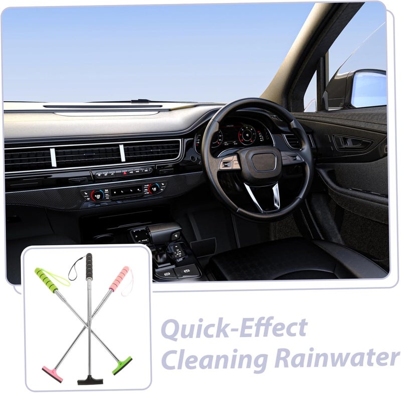VOSAREA Rearview Mirror Wiper Telescopic Handle Car Test Mirror Squeegee Water Removal Tool for Glass Quick-Drying for Rain - Image 3