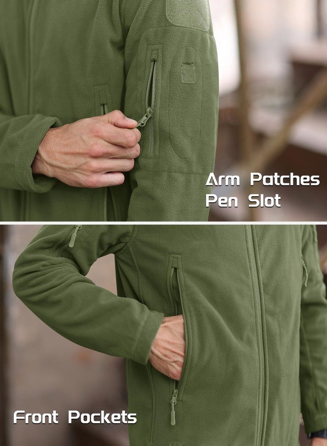 MAGCOMSEN Men's Hoodie Fleece Jacket 6 Zip-Pockets Warm Winter Jacket Military Tactical Jacket, Army Green, X-Large - Image 4