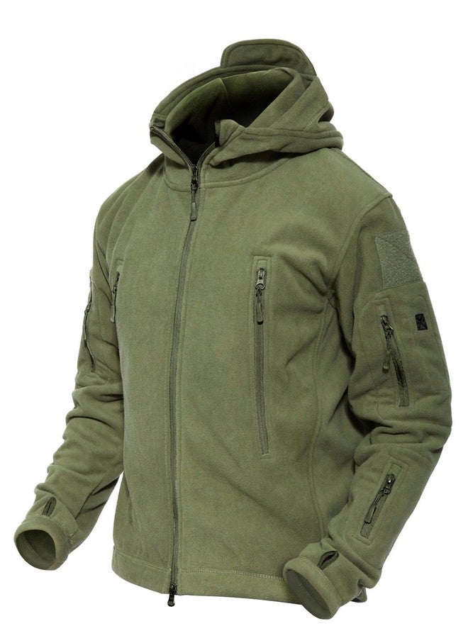 MAGCOMSEN Men's Hoodie Fleece Jacket 6 Zip-Pockets Warm Winter Jacket Military Tactical Jacket, Army Green, X-Large - Image 1