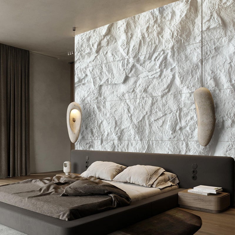 KASARO 3D Faux Stone Wall Panels, 4 PCS PU Wainscoting Panel - Cement Texture Thicker Design for Interior Wall Decor, Home & Office Accent Wall, Easy Install, 43.3" x 23.6" (White) - Image 3