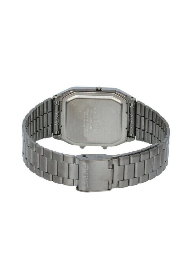 كاسيو ساعة كاسيو AQ-230GG-9ADF أنالوج/ديجيتال للجنسين، مقاومة للماء، توقيت مزدوج، ستوب ووتش، سوار معدني مطلي IP – رمادي داكن/ذهبي - Image 4