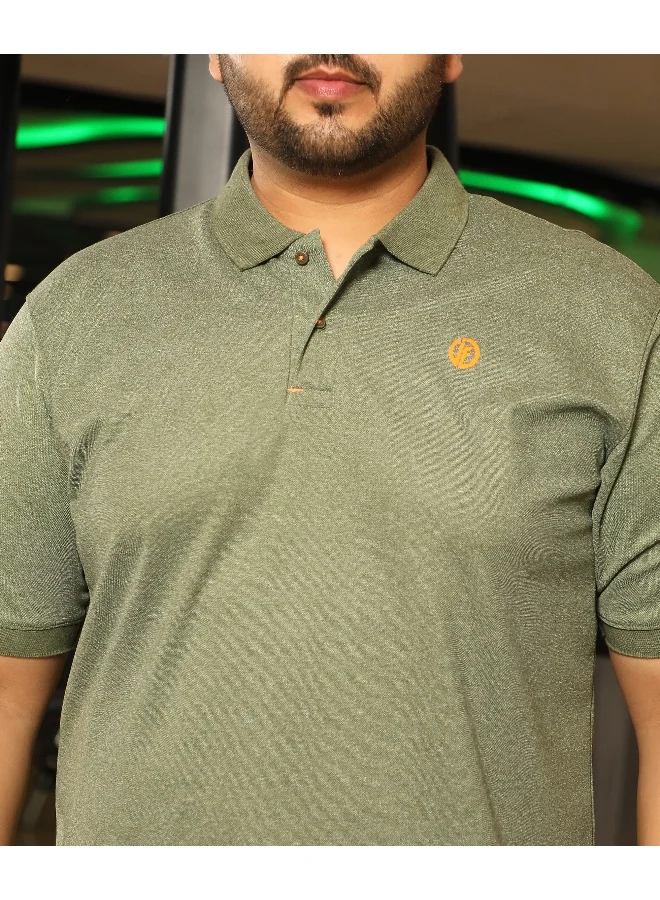 Instafab Plus Men's Olive Green Basic Activewear Polo T-Shirt