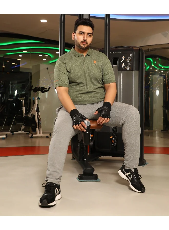 Instafab Plus Men's Olive Green Basic Activewear Polo T-Shirt