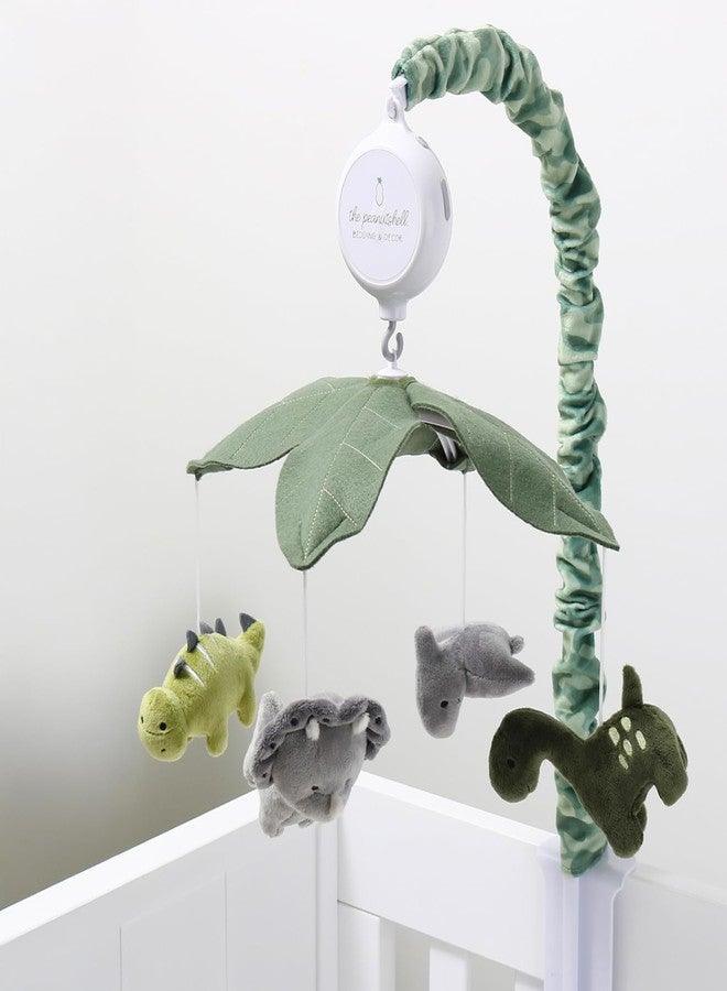 The Peanut Shell The Peanutshell Crib Mobile for Boys or Girls - Grey and Green Camo Musical Baby Crib Mobile with 12 Lullabies, Dino Baby Dinosaur Nursery Decor - Image 5