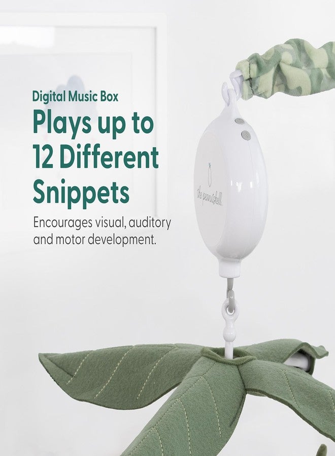 The Peanut Shell The Peanutshell Crib Mobile for Boys or Girls - Grey and Green Camo Musical Baby Crib Mobile with 12 Lullabies, Dino Baby Dinosaur Nursery Decor - Image 3