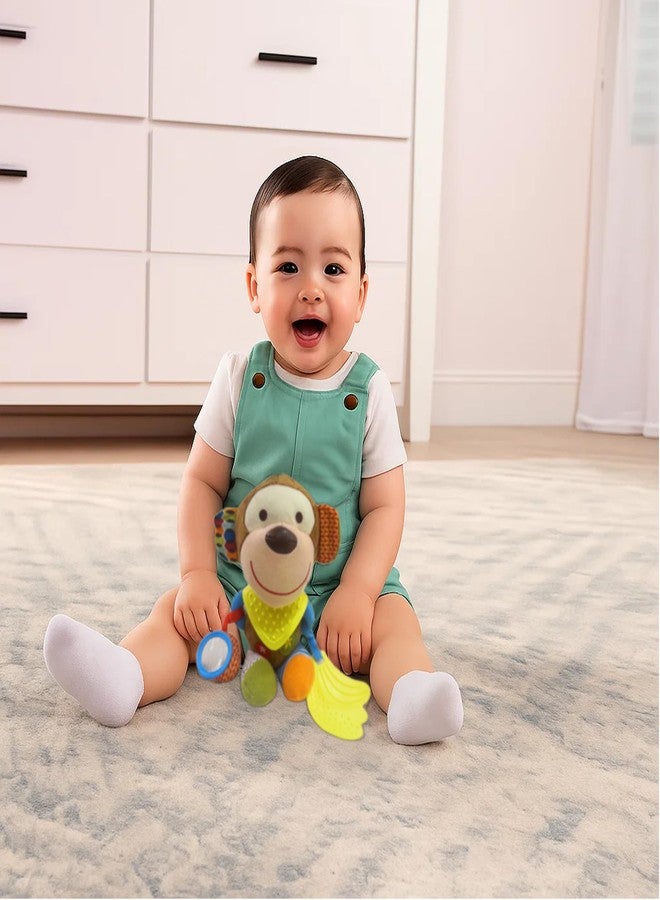 MiniMoo All in One Hanging Toy | Soft Plush Stroller Toy with Teether, Crinkle & Rattle | Crib & Cradle Accessories | Toys for Newborn and 6 Month Old - Monkey - Image 2