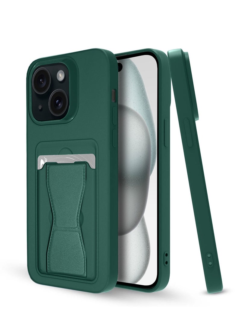 Wtech Silicone TPU With Card Holder Case Cover For Apple iPhone 15 Plus 2023 Dark Green  - Image 1