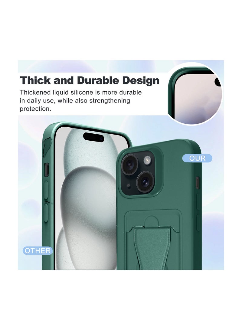 Wtech Silicone TPU With Card Holder Case Cover For Apple iPhone 15 Plus 2023 Dark Green  - Image 3
