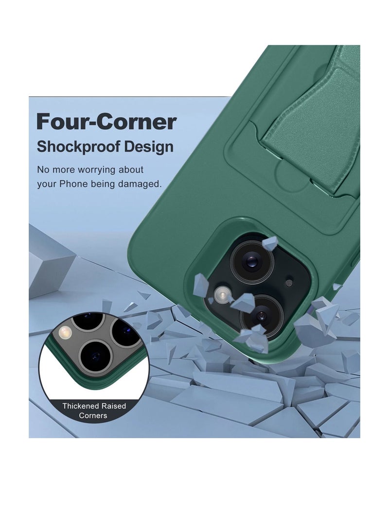 Wtech Silicone TPU With Card Holder Case Cover For Apple iPhone 15 Plus 2023 Dark Green  - Image 4